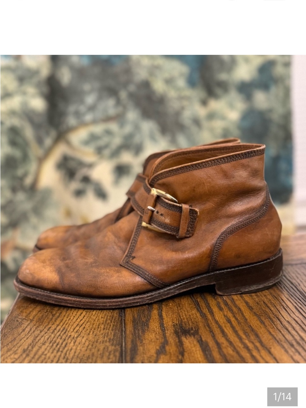 Florsheim Imperial Mens Buckle Ankle Boots Leather Dress Shoes Brown Size 9.5D